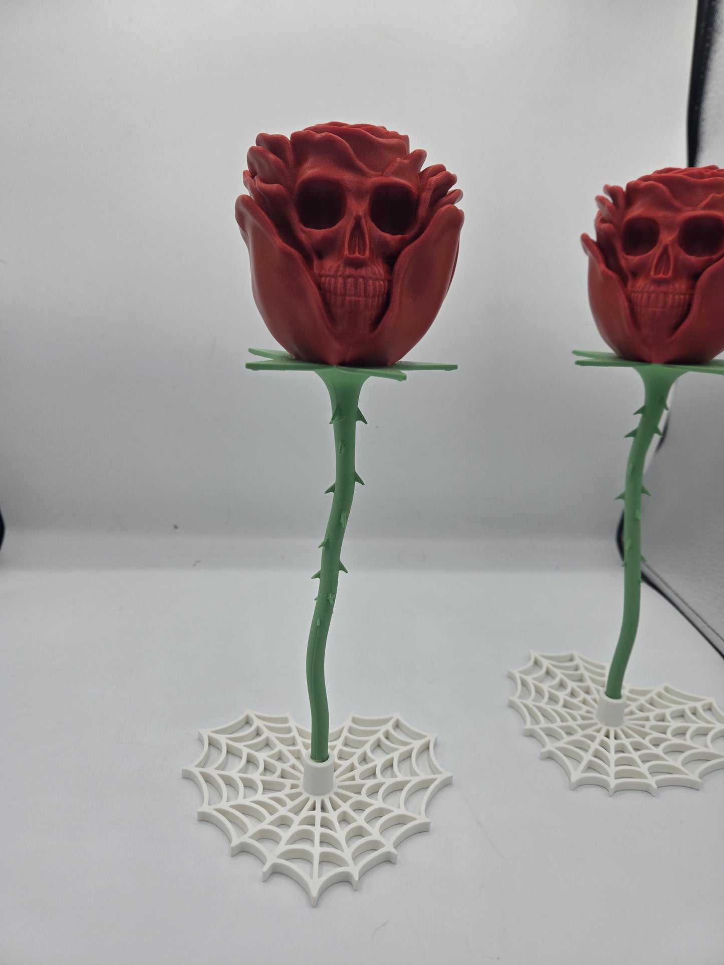 Skull Rose with Spiderweb Stand Decor | Unique Gift Idea | 3D Print