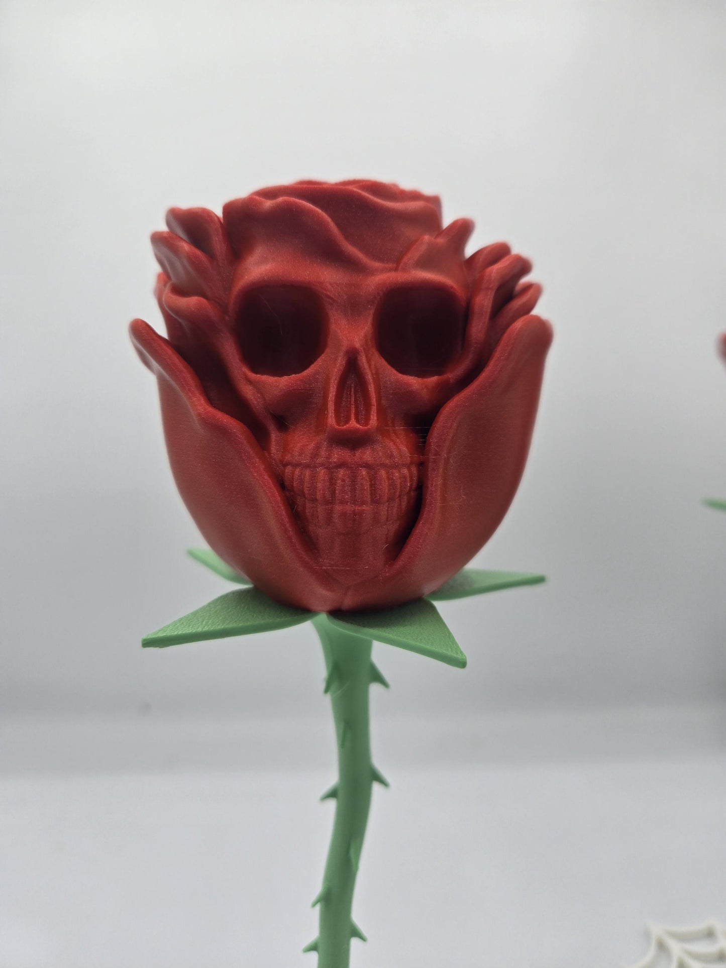 Skull Rose with Spiderweb Stand Decor | Unique Gift Idea | 3D Print