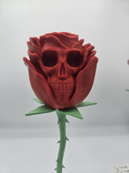 Skull Rose with Spiderweb Stand Decor | Unique Gift Idea | 3D Print