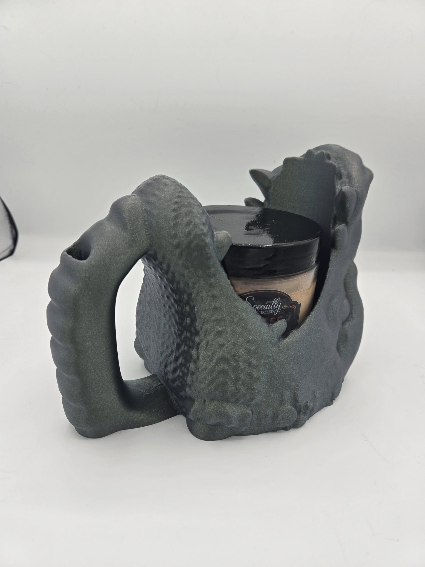 Dragon Mouth Ice Cream Pint Holder with Spoon Slot 3D Print