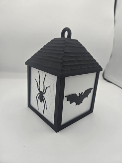 Holiday LED Tea Light Lantern | Two Holidays Available - Halloween with Spider and Bat Sides or Christmas with Snowflake and Tree | 3D Print