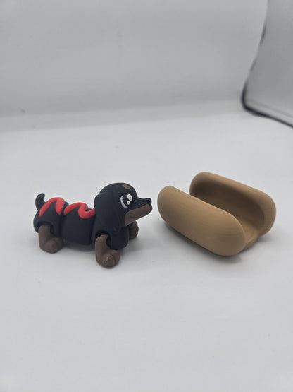Dachshund "Hot-Dog" Flexi with Bun 3D Print
