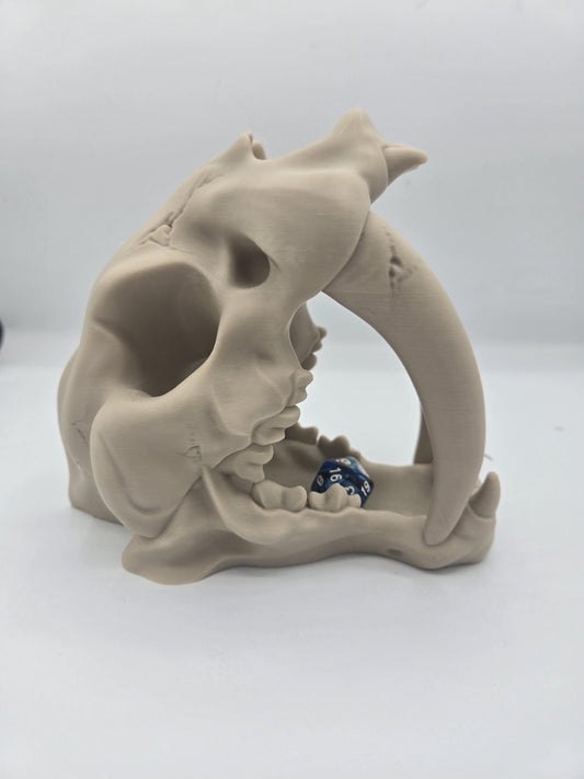 Sabertooth Skull Dice Tower Tabletop Gaming Accessory | 3D Print