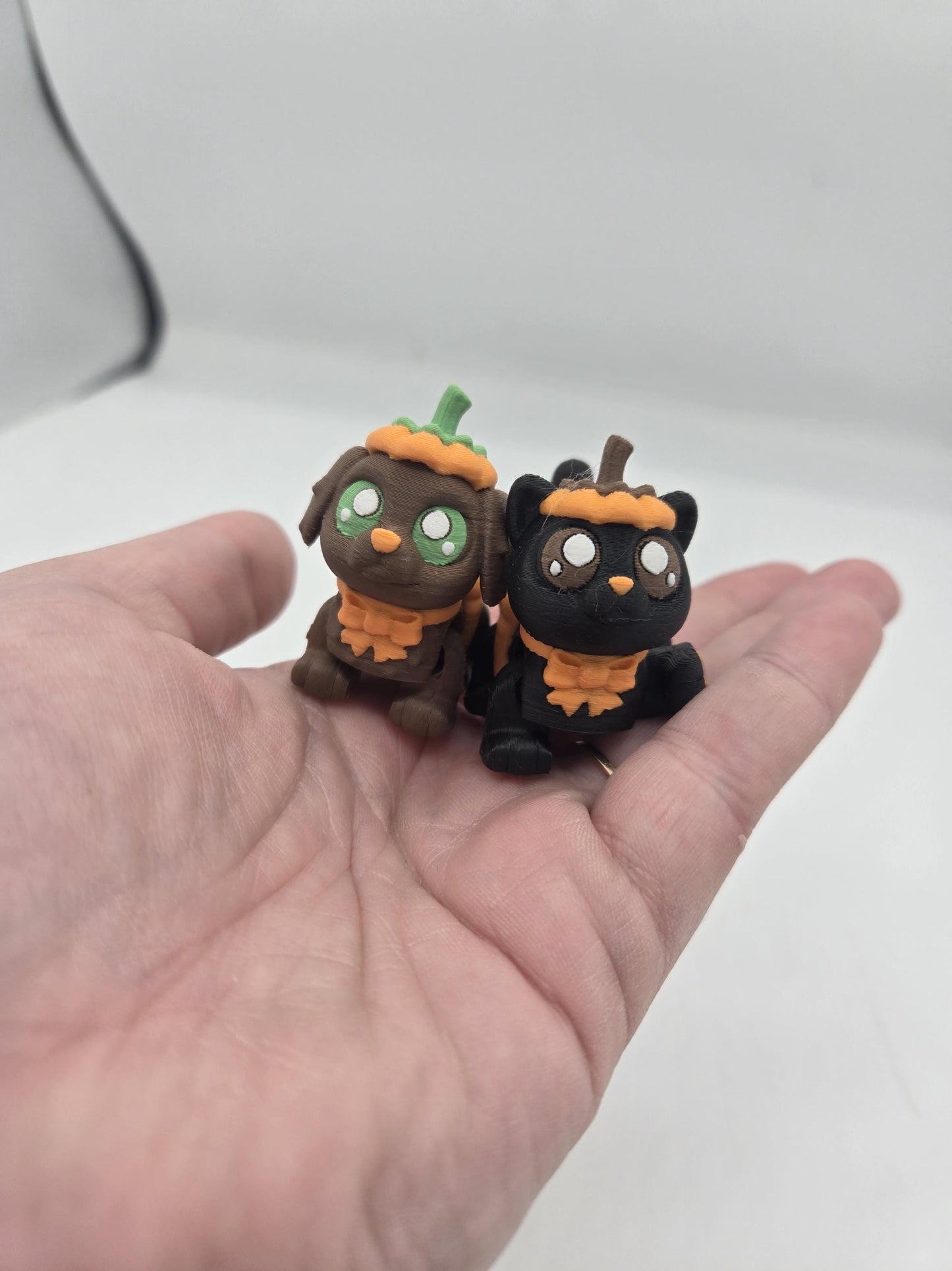 Cute Halloween Pumpkin Puppy or Kitty Articulated Flexi | 3D Print