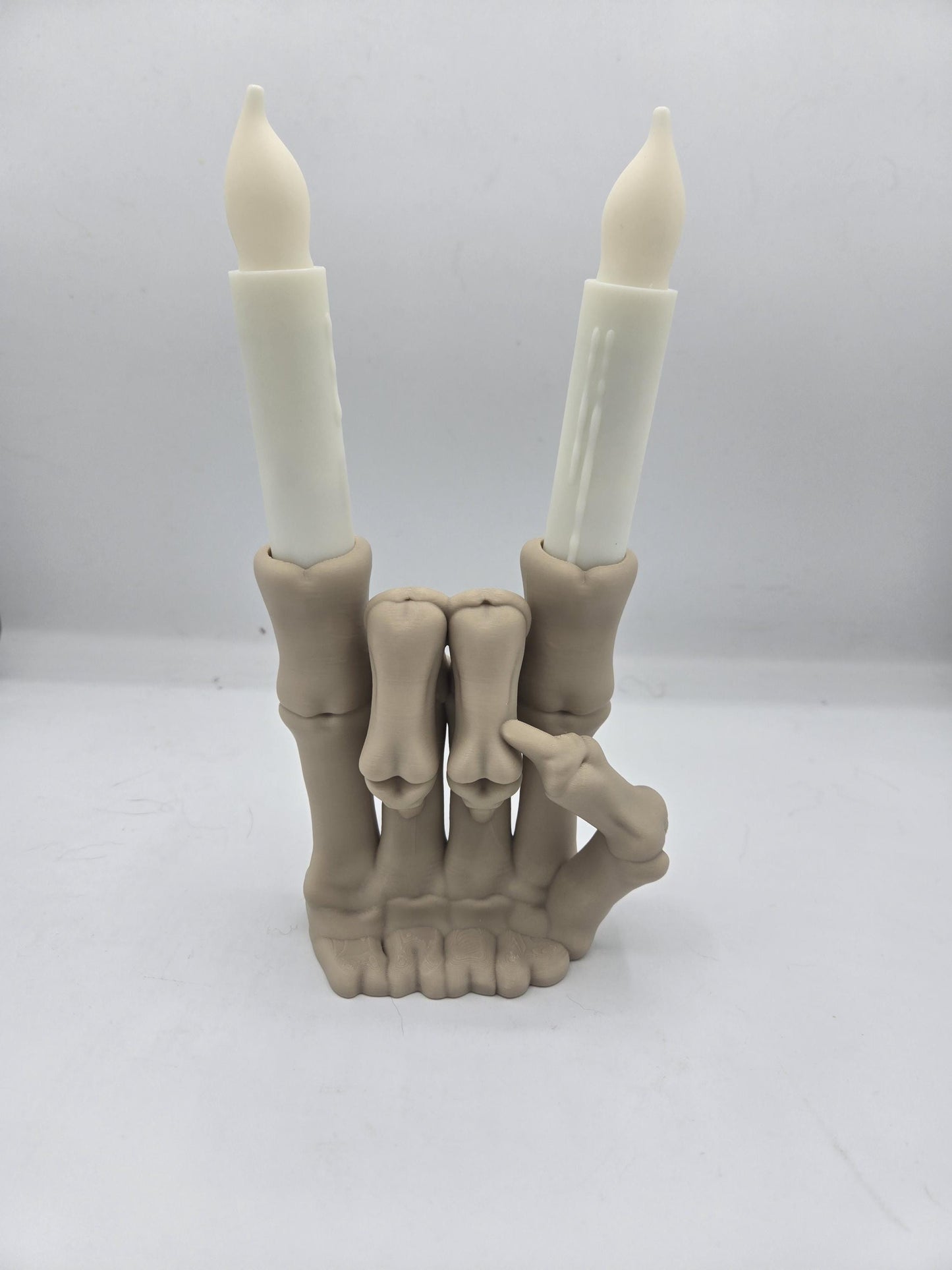 Skeleton Hand Middle Finger or Horn LED Tall Candle Display | 3D Print