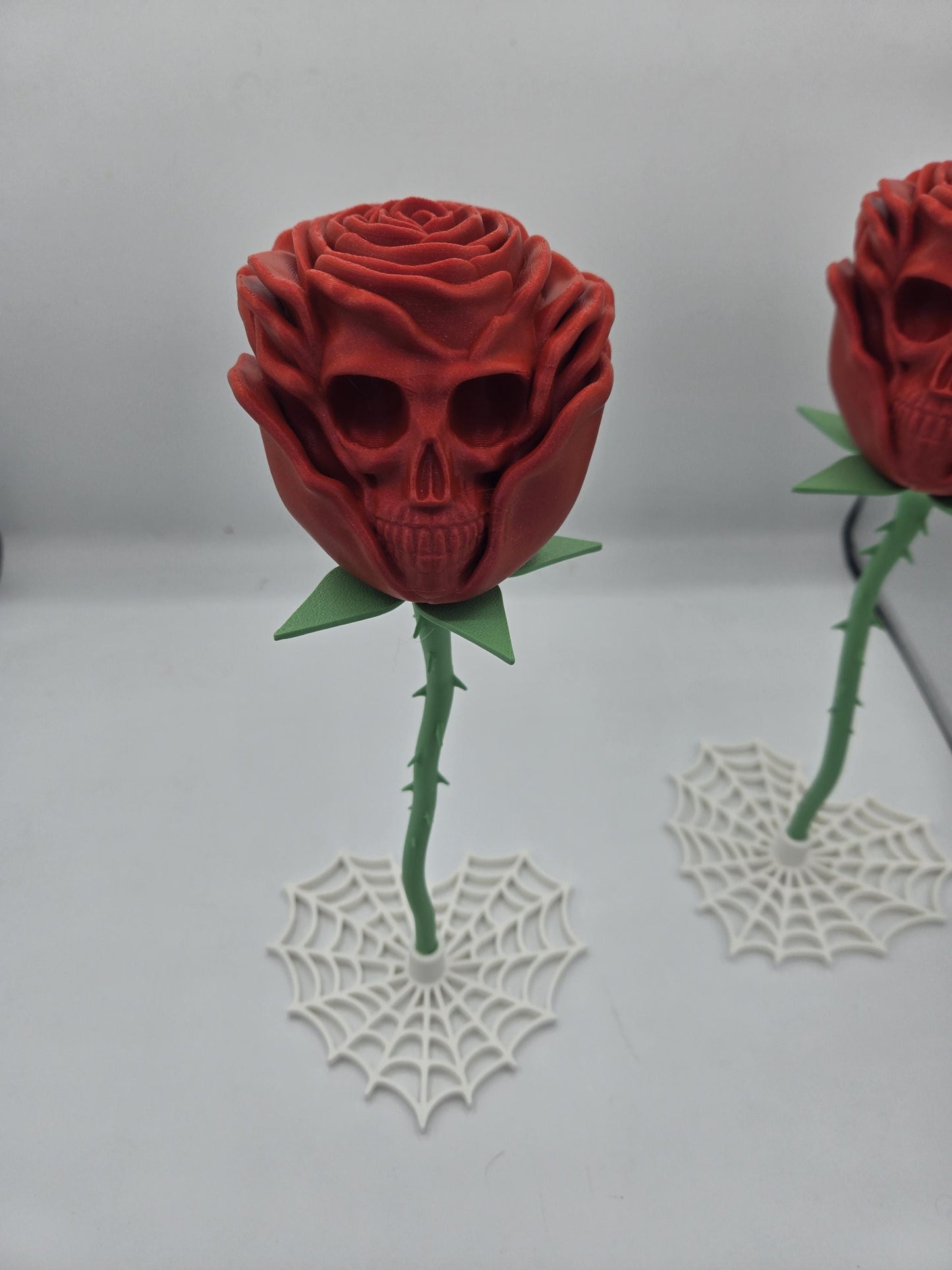 Skull Rose with Spiderweb Stand Decor | Unique Gift Idea | 3D Print