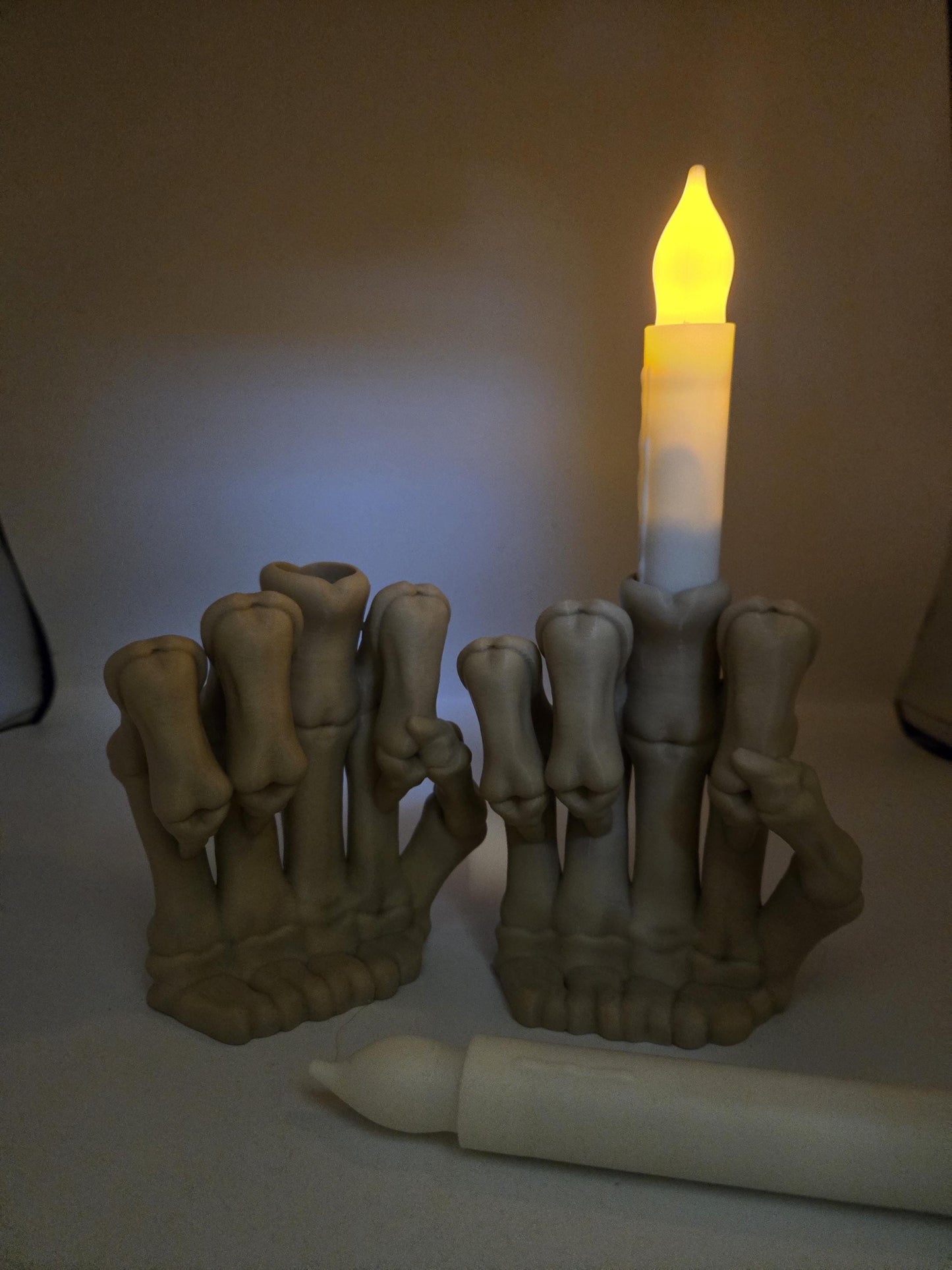 Skeleton Hand Middle Finger or Horn LED Tall Candle Display | 3D Print