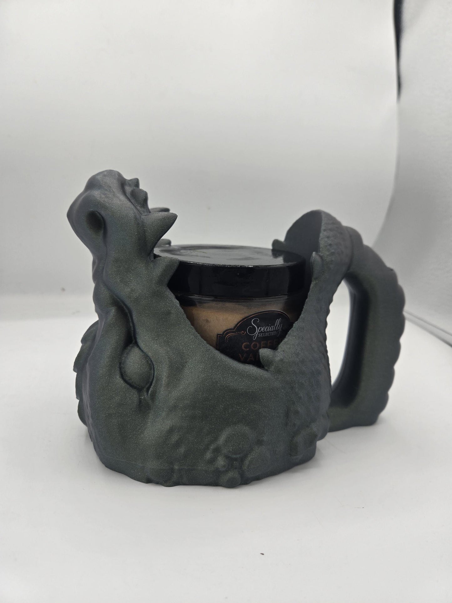 Dragon Mouth Ice Cream Pint Holder with Spoon Slot 3D Print