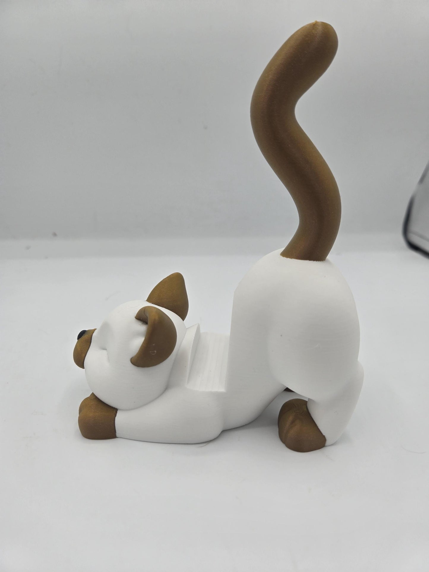 Stretching Cat Phone Stand Cute Desk Decor 3D Print