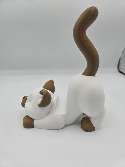 Stretching Cat Phone Stand Cute Desk Decor 3D Print