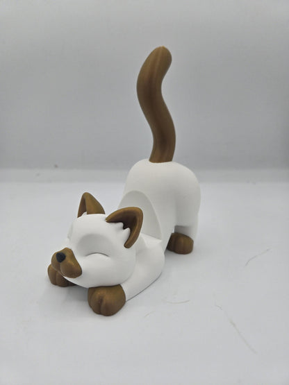 Stretching Cat Phone Stand Cute Desk Decor 3D Print