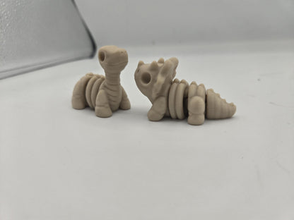 Baby Skeleton Dinosaurs Articulated Flexi | Brontosaurus, Stegosaurus, Pteradactyl, or Triceratops | 3D Print