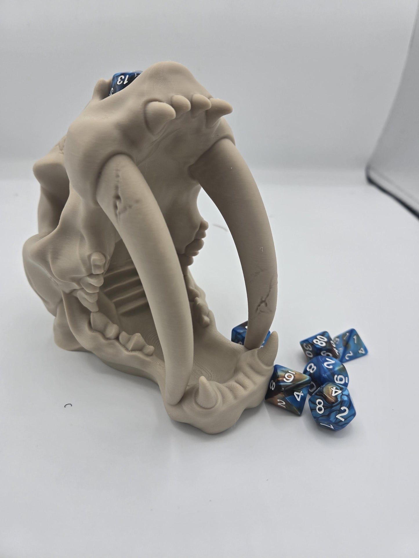 Sabertooth Skull Dice Tower Tabletop Gaming Accessory | 3D Print