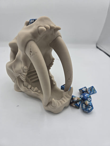 Sabertooth Skull Dice Tower Tabletop Gaming Accessory | 3D Print