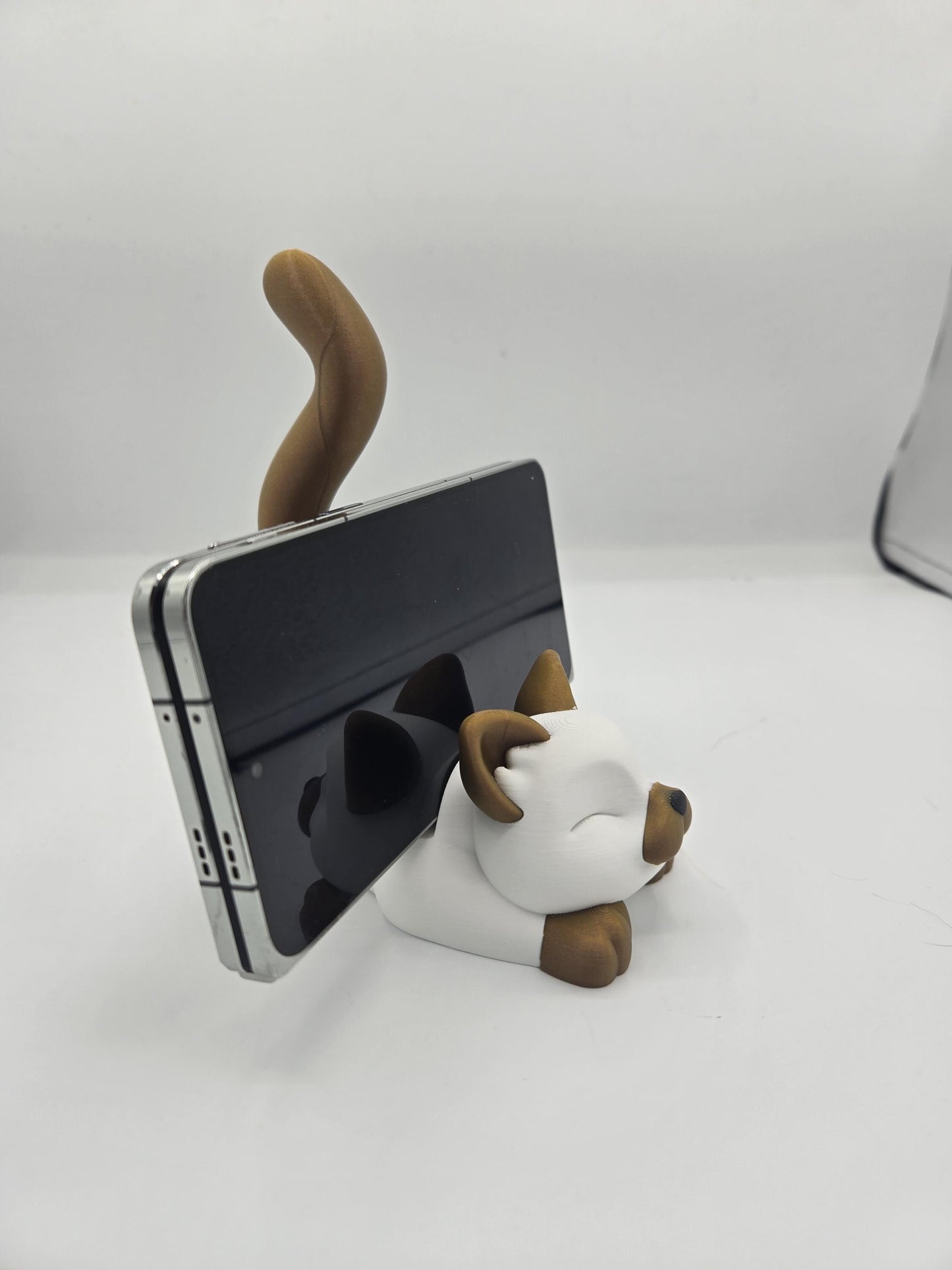 Stretching Cat Phone Stand Cute Desk Decor 3D Print