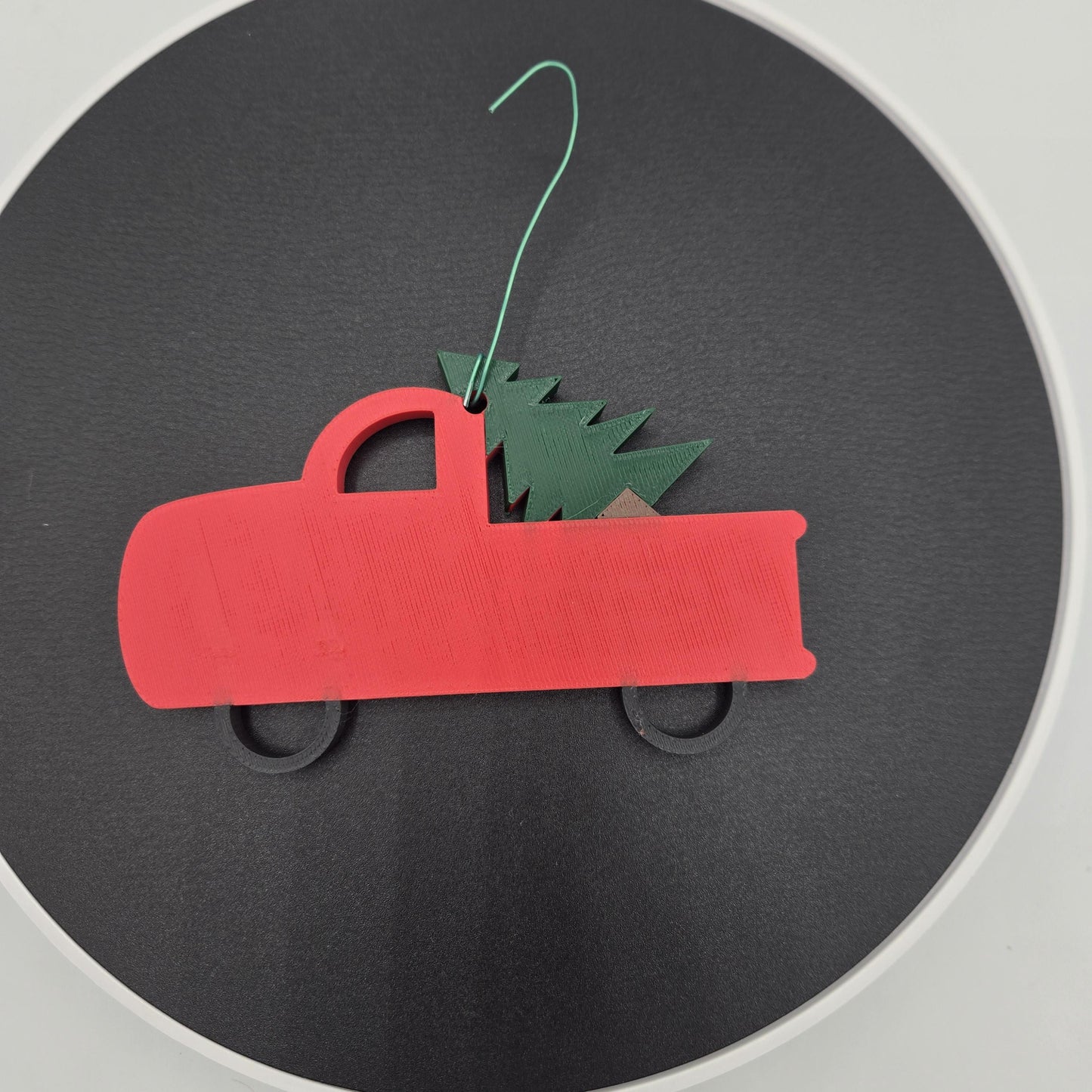 Red Truck with Christmas Tree Festive Ornament 3D Print