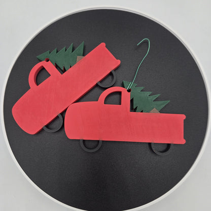 Red Truck with Christmas Tree Festive Ornament 3D Print