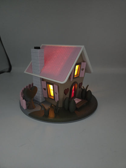 Love Shack Valentine's Day Themed Fairy House LED Tea Light Display 3D Print