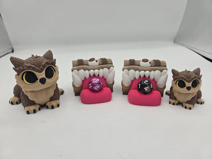 Quest Buddies – Mimic Chest Dice Guardian & Owlbear Set (or Solo) | 3D Print
