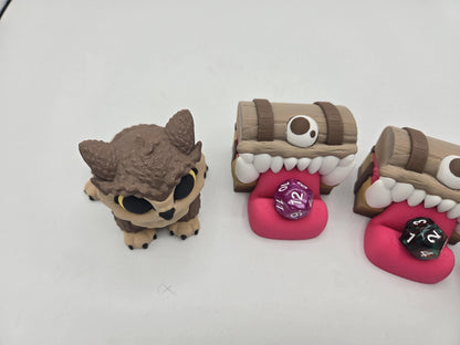 Quest Buddies – Mimic Chest Dice Guardian & Owlbear Set (or Solo) | 3D Print