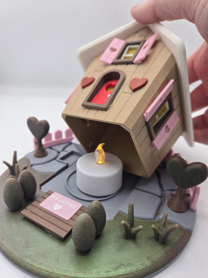 Love Shack Valentine's Day Themed Fairy House LED Tea Light Display 3D Print