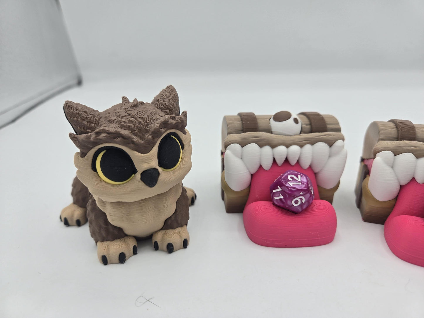 Quest Buddies – Mimic Chest Dice Guardian & Owlbear Set (or Solo) | 3D Print