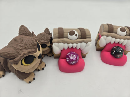 Quest Buddies – Mimic Chest Dice Guardian & Owlbear Set (or Solo) | 3D Print
