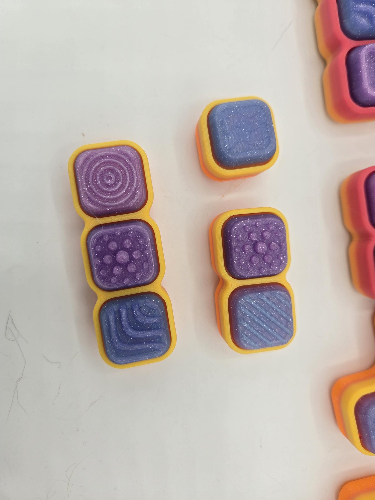 Textured Mechanical Key Fidget Clickers | Multiple Switch Style Options | 3D Prints