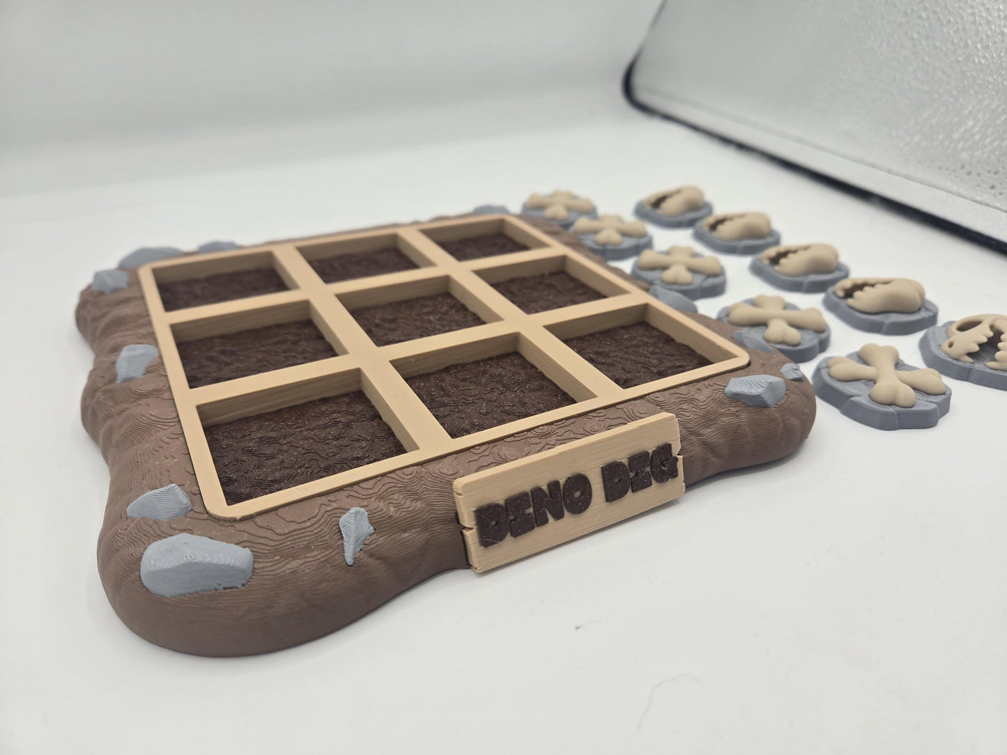 Dino Dig Dinosaur Fossil Themed Tic-Tac-Toe Game Board | 3D Print