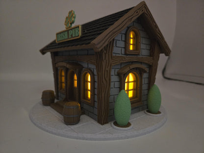 Irish Pub Fairy House LED Tealight Display 3D Print | St. Paddy's Day Decor