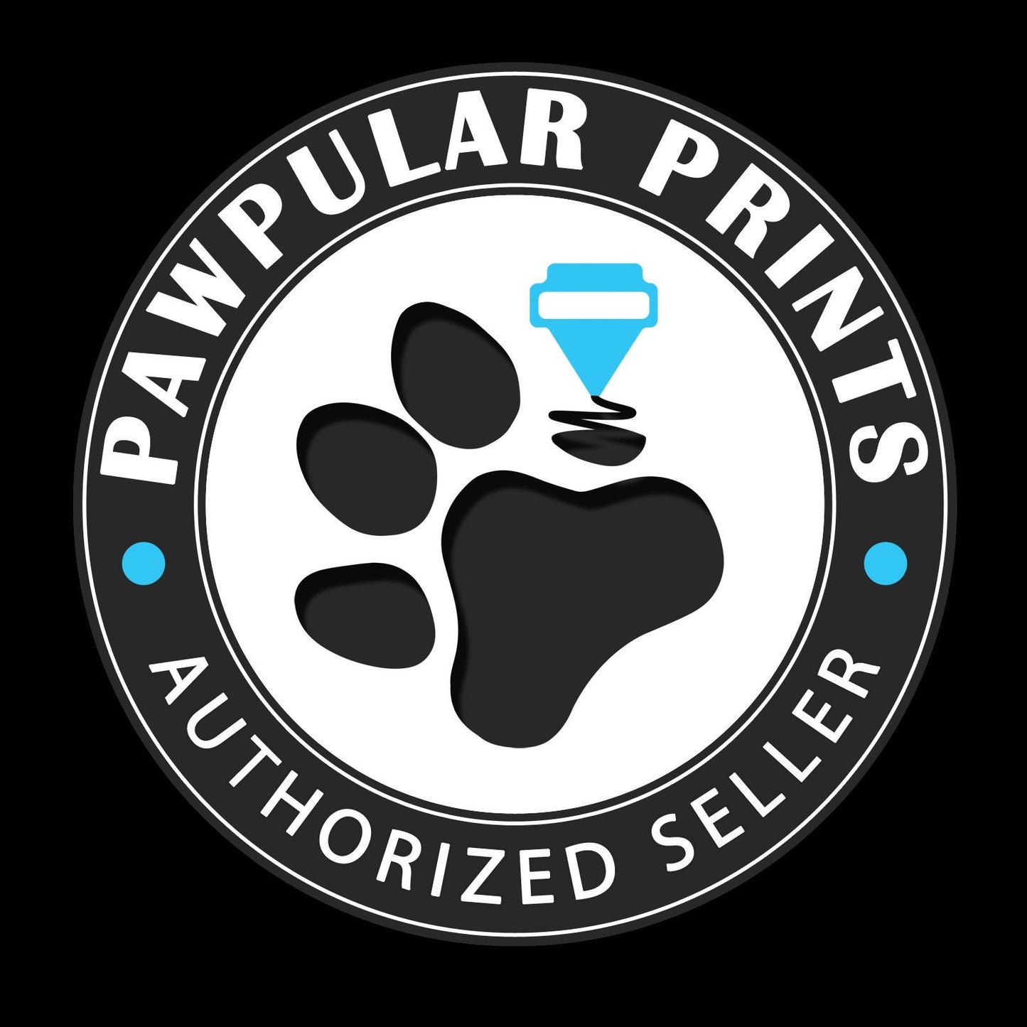 Pawpular Prints authorized seller badge with paw print logo — this popsicle clicker is an authorized 3D printed design