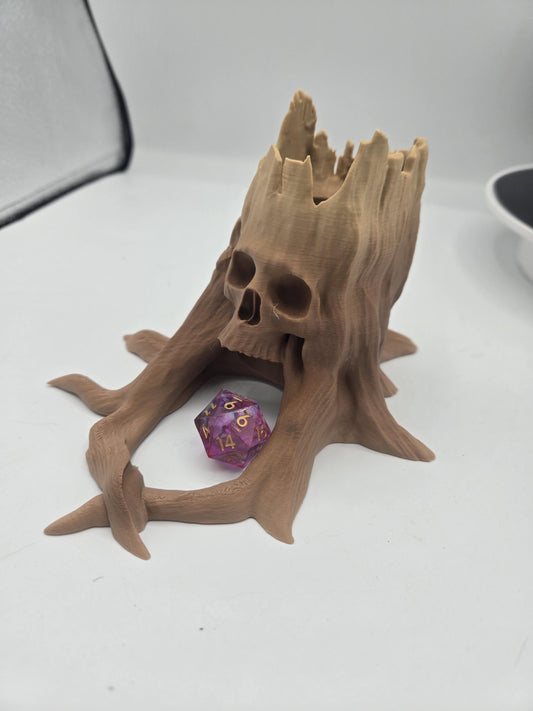 Skull Tree Trunk Gothic Style Single D20 Dice Tower 3D Print