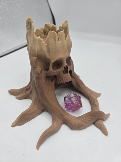 Skull Tree Trunk Gothic Style Single D20 Dice Tower 3D Print