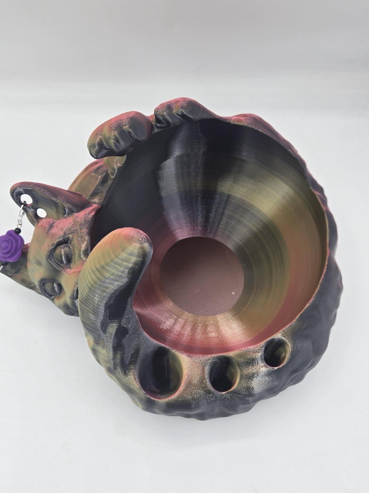 Cat Yarn Bowl with Hook Storage Spaces and Stitch Marker Holes | 3D Print