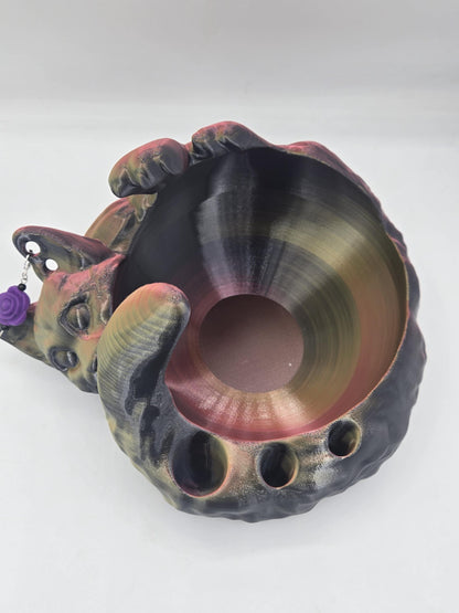 Cat Yarn Bowl with Hook Storage Spaces and Stitch Marker Holes | 3D Print