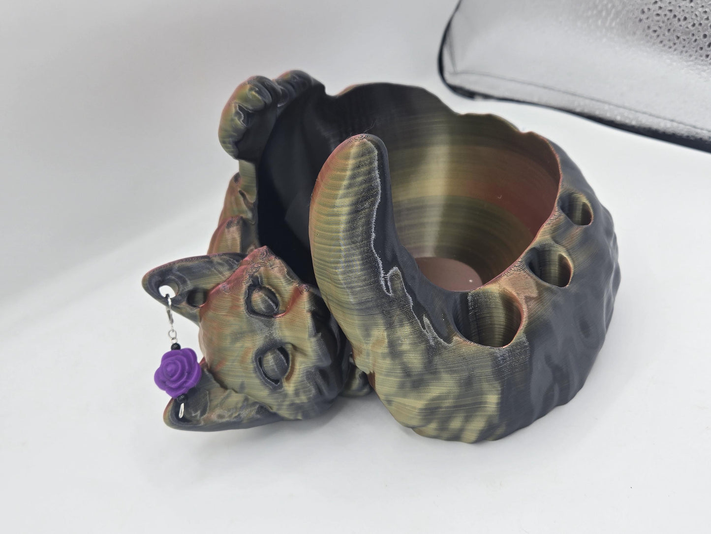 Cat Yarn Bowl with Hook Storage Spaces and Stitch Marker Holes | 3D Print