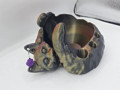 Cat Yarn Bowl with Hook Storage Spaces and Stitch Marker Holes | 3D Print