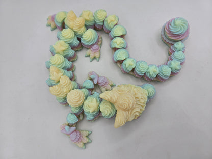 Birthday Dragon Cupcake Flexi with Mechanical Key Clicker Tail 3D Print