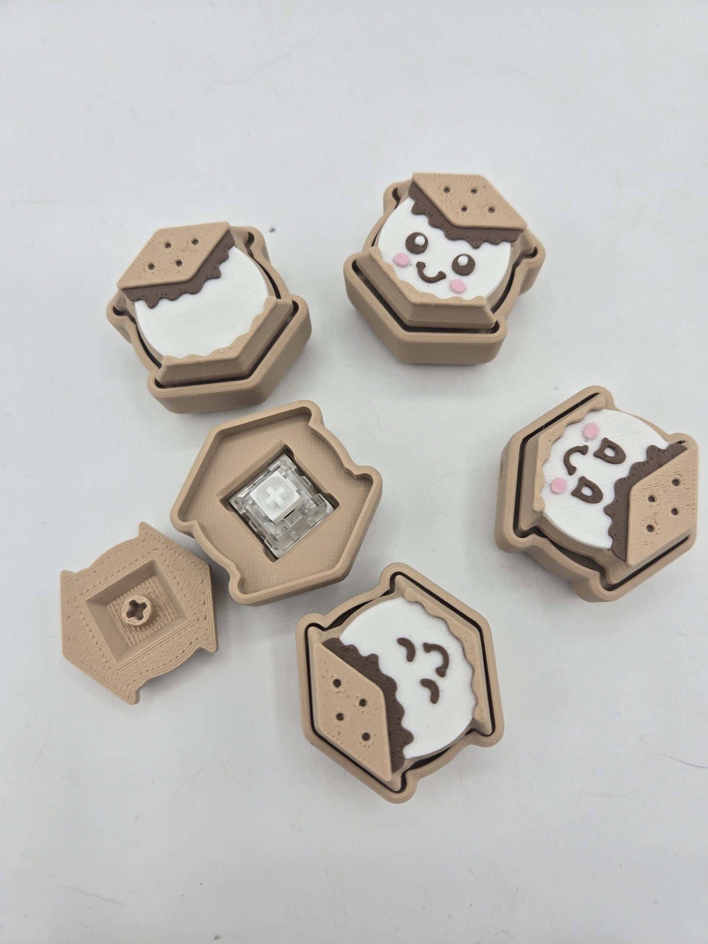 Summer Bonfire Smore's or Marshmallow Stick Mechanical Key Clicker Fidget 3D Print