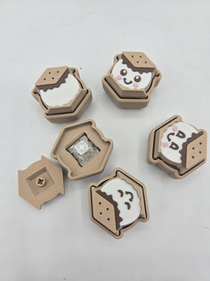 Summer Bonfire Smore's or Marshmallow Stick Mechanical Key Clicker Fidget 3D Print