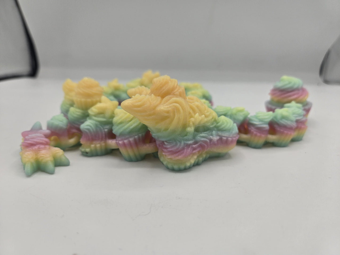 Birthday Dragon Cupcake Flexi with Mechanical Key Clicker Tail 3D Print