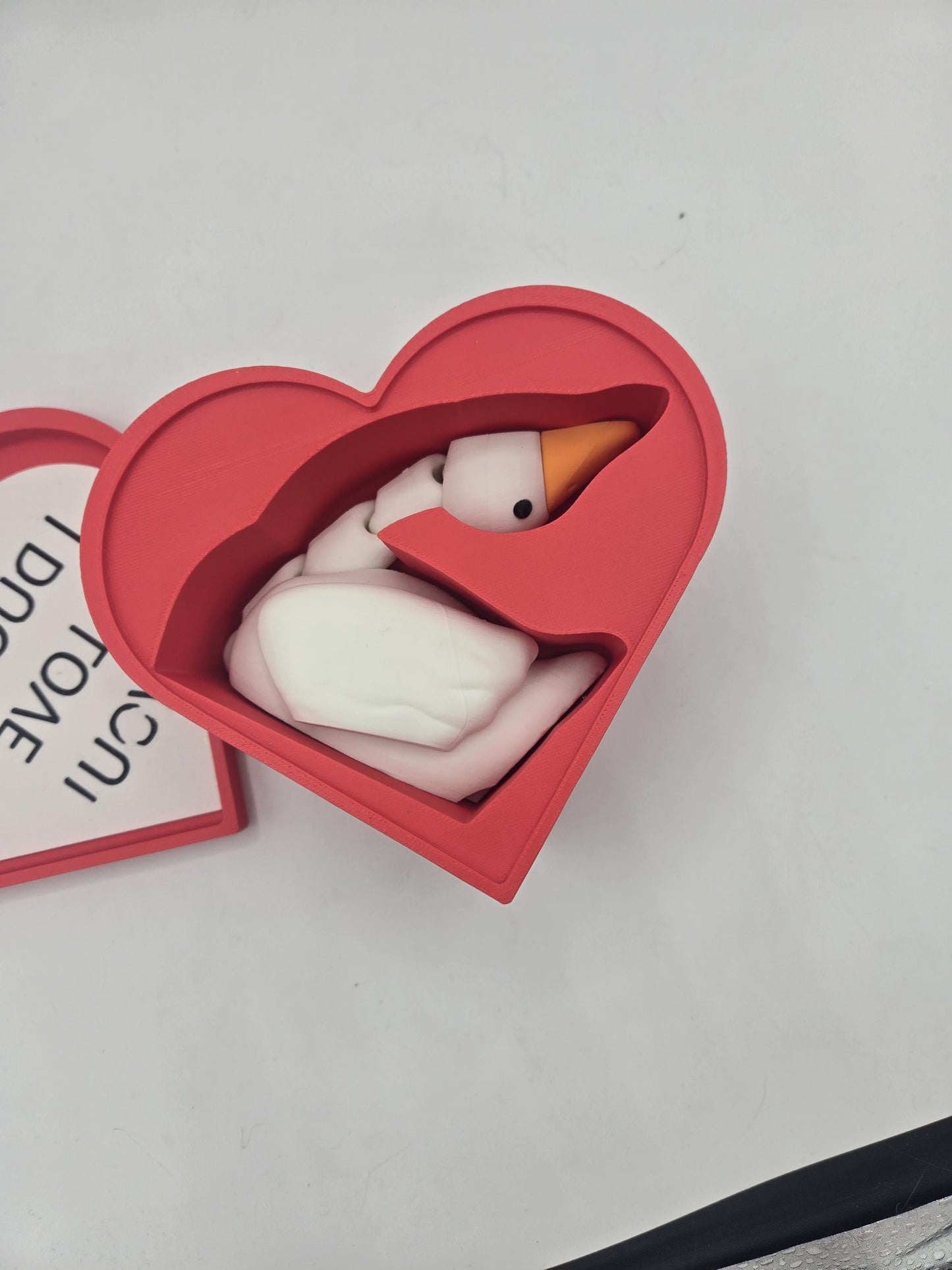 Duck Flexi with Heart Box and Silly Message 3D Print