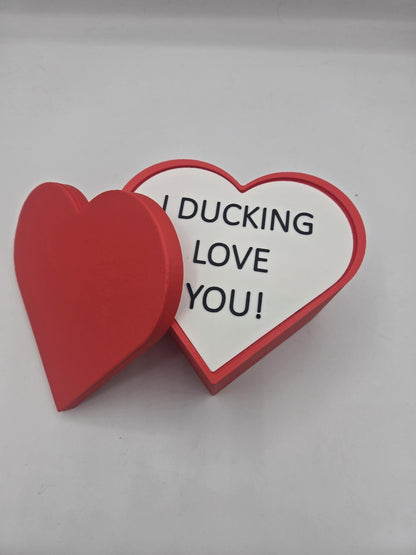 Duck Flexi with Heart Box and Silly Message 3D Print