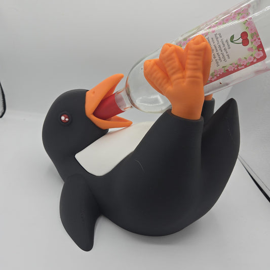 Penguin Wine Bottle Holder Silly Display 3D print holding a bottle or item as intended