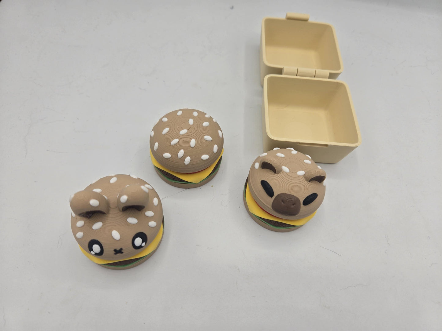 Kawaii Animal Burger Mechanical Key Fidget Clicker with Optional Burger Box 3D Print