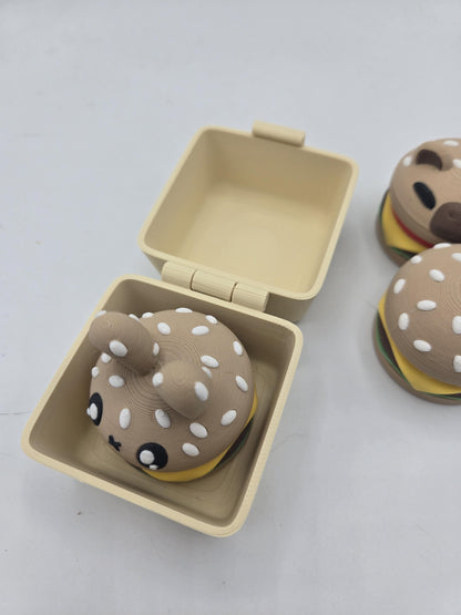 Kawaii Animal Burger Mechanical Key Fidget Clicker with Optional Burger Box 3D Print
