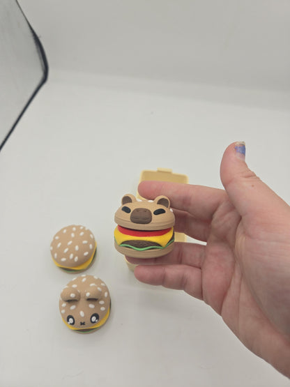 Kawaii Animal Burger Mechanical Key Fidget Clicker with Optional Burger Box 3D Print
