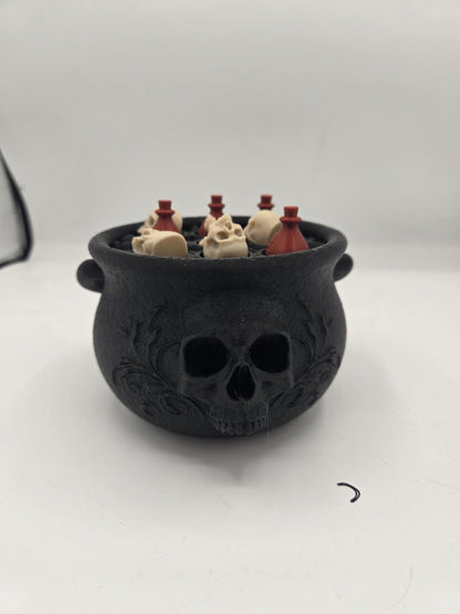 Witches Cauldron Tic-Tac-Toe Game with Skull & Potion Game Pieces 3D Print