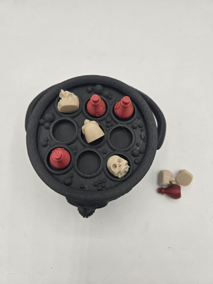 Witches Cauldron Tic-Tac-Toe Game with Skull & Potion Game Pieces 3D Print