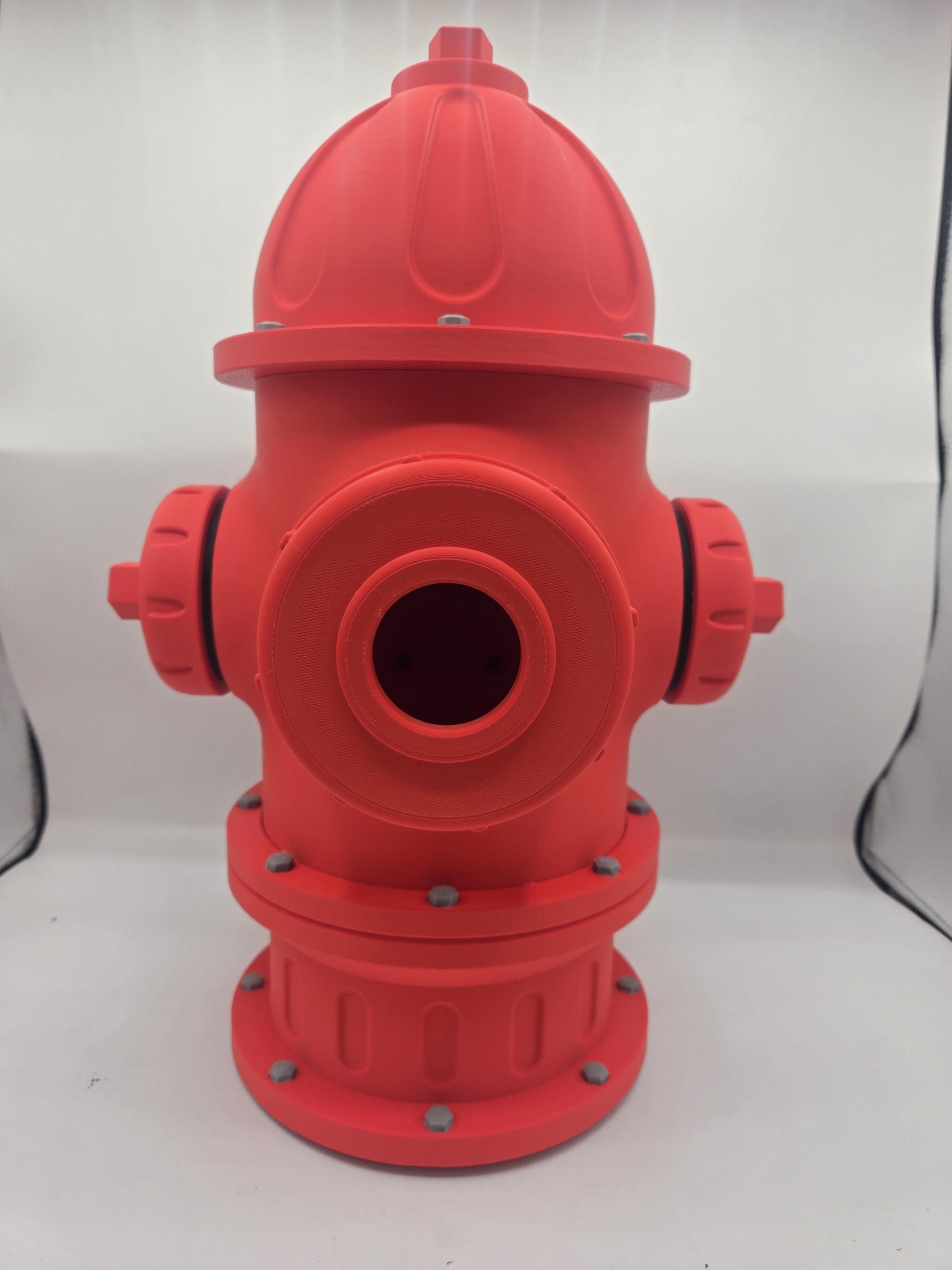 Fire Hydrant Themed Bird House 3D print front view with round entrance hole in classic red